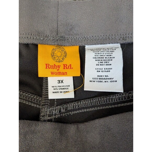 Ruby Rd. Women's Pants First Frost DJ Pewter Velvety Suede Feel Size 3X NWT - Picture 3 of 10